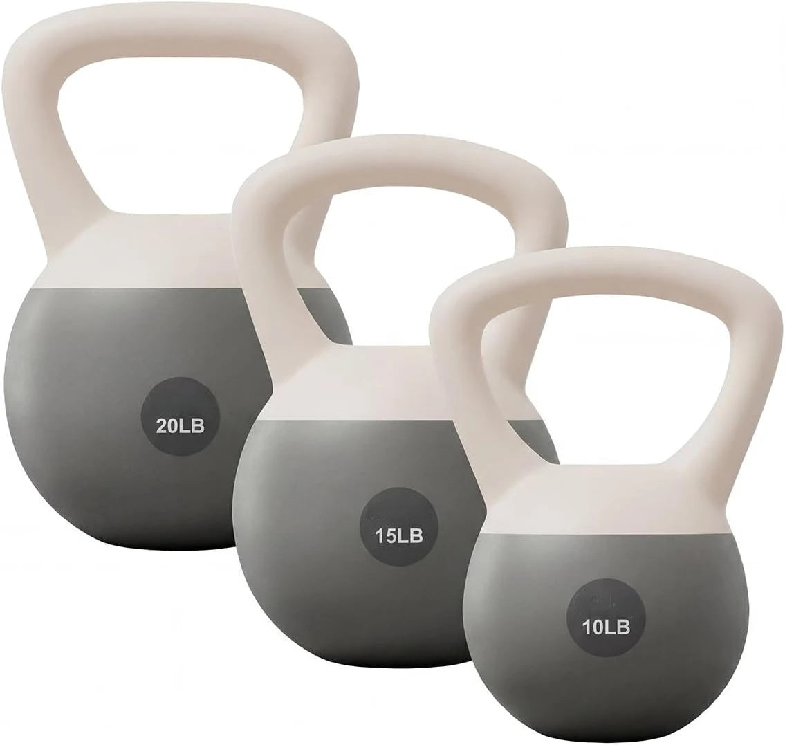 Soft Kettlebell with Anti‑Slip Wide Handle, Floor‑Friendly Weight Options 10lbs,15lbs,20lbs for Home Functional Fitness Training