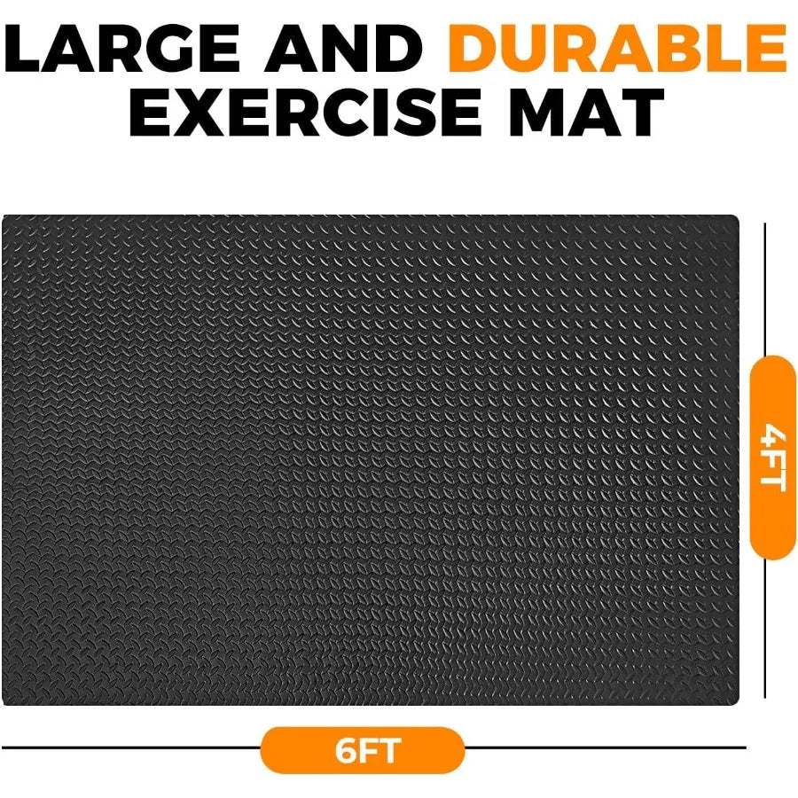 4x6ft Gym Floor Mat 10mm Thick - Large TPE/NPE Foam Workout Mat for Home Gym Garage Floor Yoga Exercise - Non-Slip Eco-Friendly