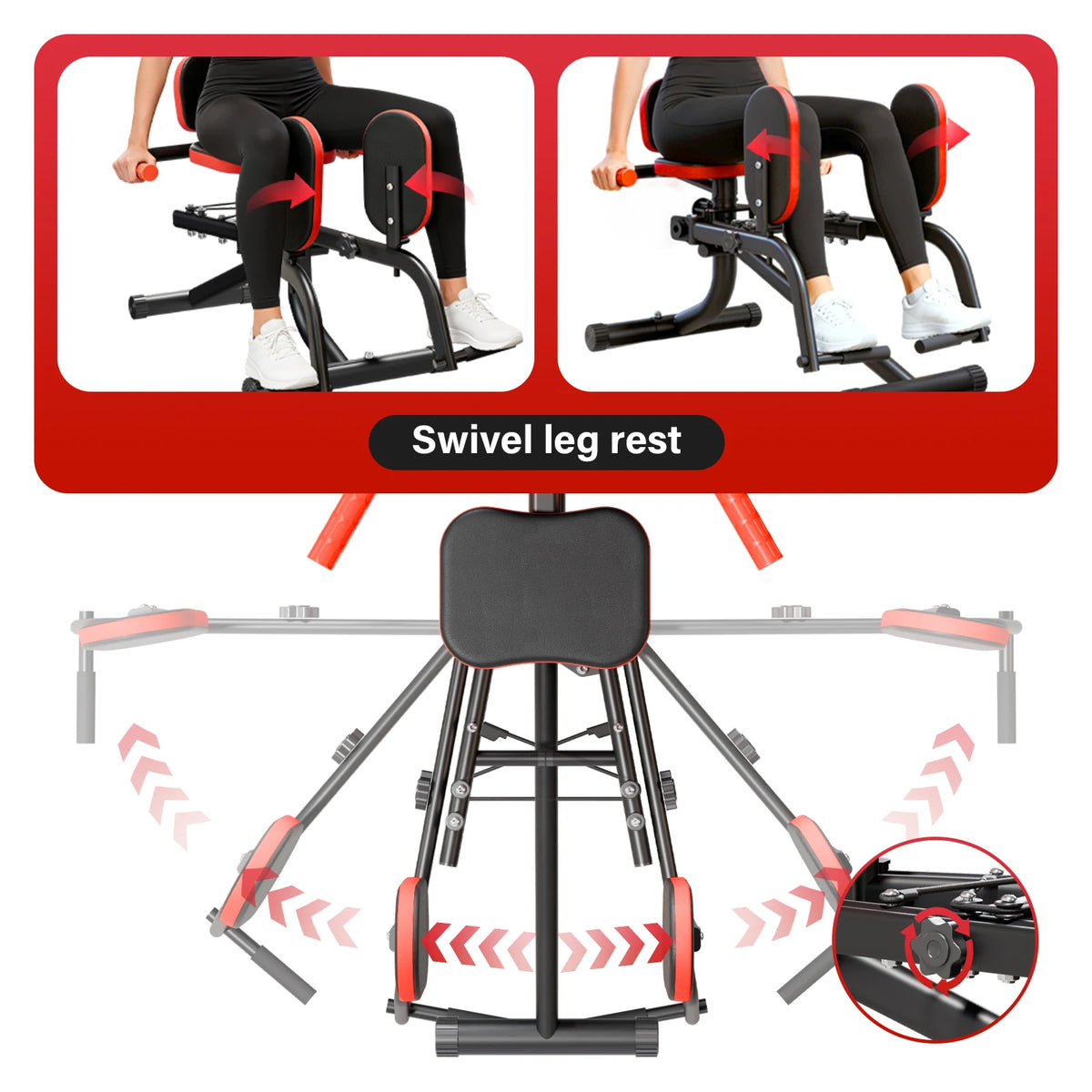 Home Hip Thigh Exercise Equipment Trainer Leg Abduction Machine Foldable Dual-Motion Inner & Outer Thigh Sculptor Unisex Gym Equipment for Home Workout