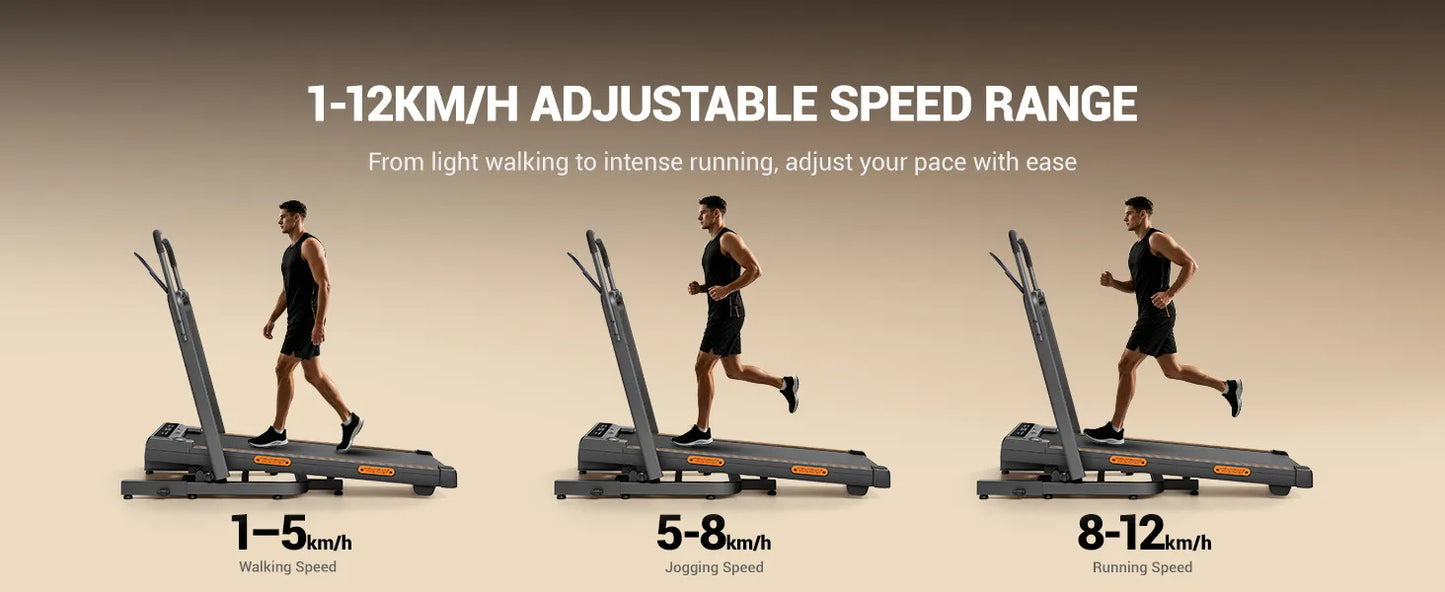 Folding Treadmill for Home 15% Incline Electric Running Machine 3.0HP Powerful Motor Adjustable Speed Walking Pad LED Display Shock Absorption Fitness Equipment