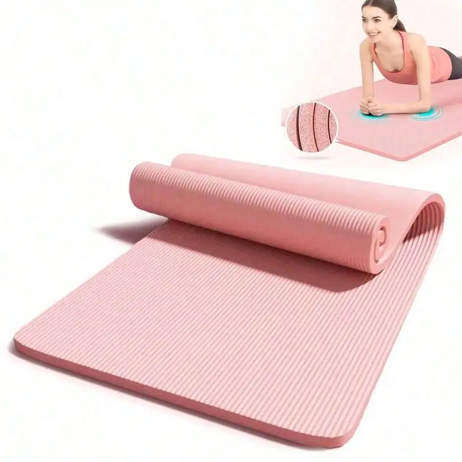 Yoga Mat 1-Inch Extra Thick High-Density Exercise Mat With Non-Slip Surface & Carry Strap