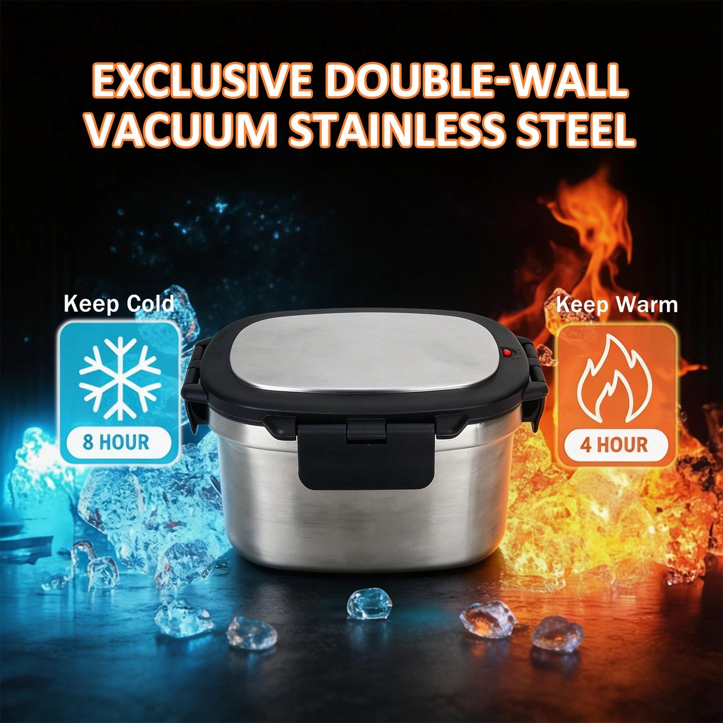 Vacuum Insulated Lunch Box with Thermal Bag 304 Stainless Steel Leakproof Divided Bento Box Keep Warm 4H Cold 8H Portable Food Container