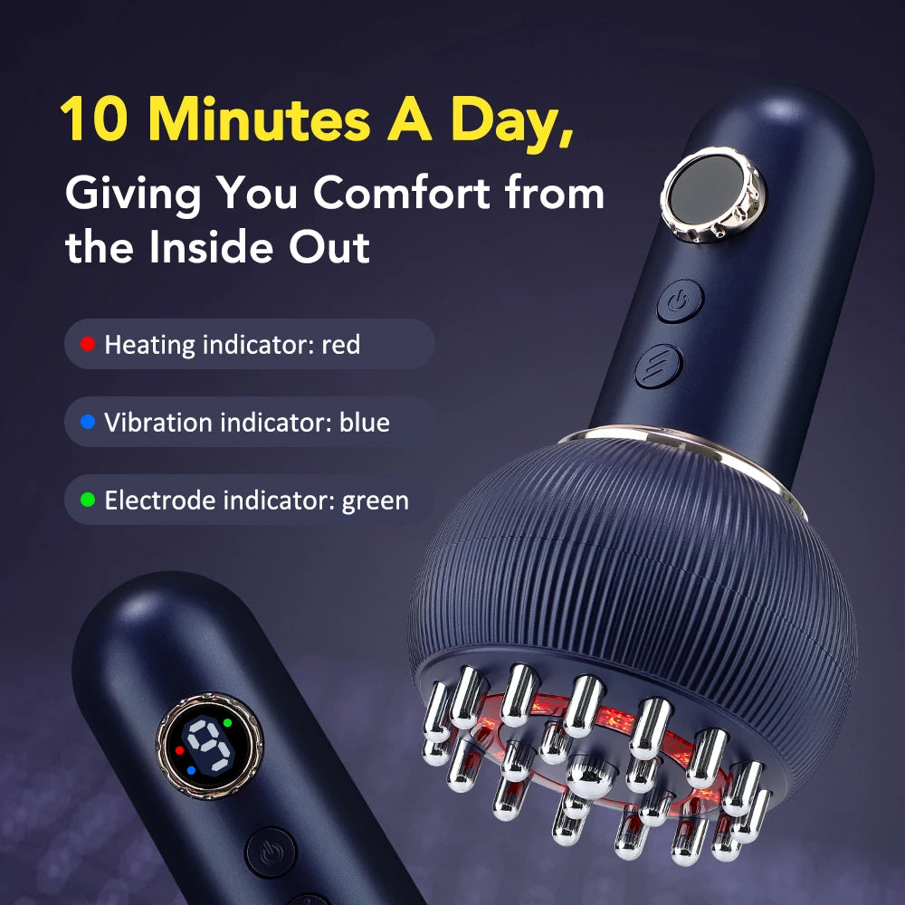 US Electric Meridian Brush Gua Sha Body Massager EMS Microcurrent Hot Compress Vibration Scraping Instrument Full Body Massage