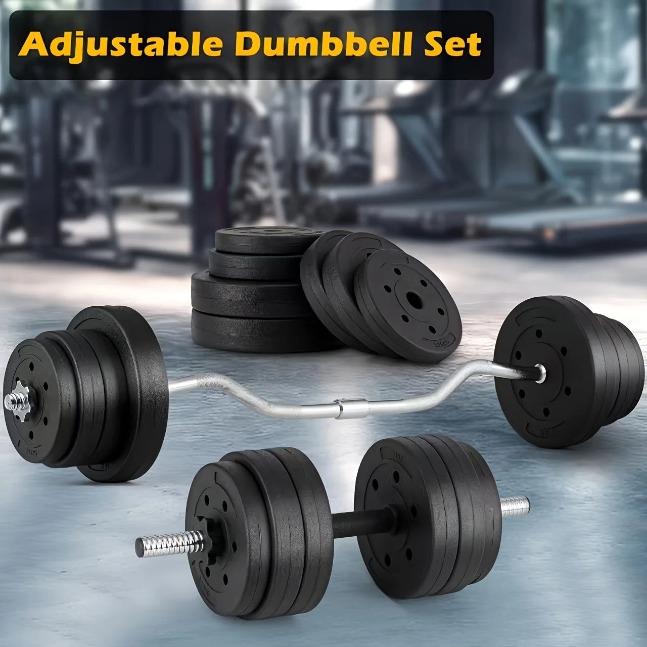 70LB 2-in-1 Barbell Set with Curl Bar & Weight Plates - Convertible Dumbbells for Full-Body Gym Workouts, Weightlifting System for &, No Additional Equipment Needed