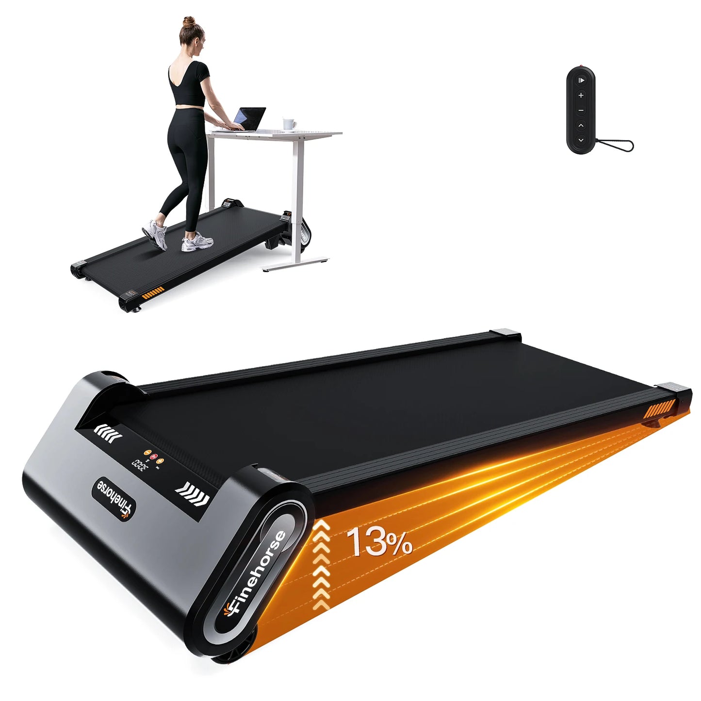 13% 6-Level Walking Pad with Auto Incline - Treadmill with Auto Incline and Remote Control, 330Lbs Capacity Portable Under Desk Treadmill for Home Office, LED Display