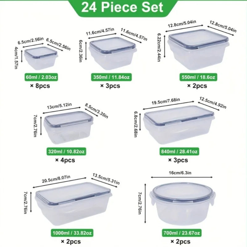 48Pcs BPA-Free Food Storage Set - 24 Airtight Containers & Lids with Labels