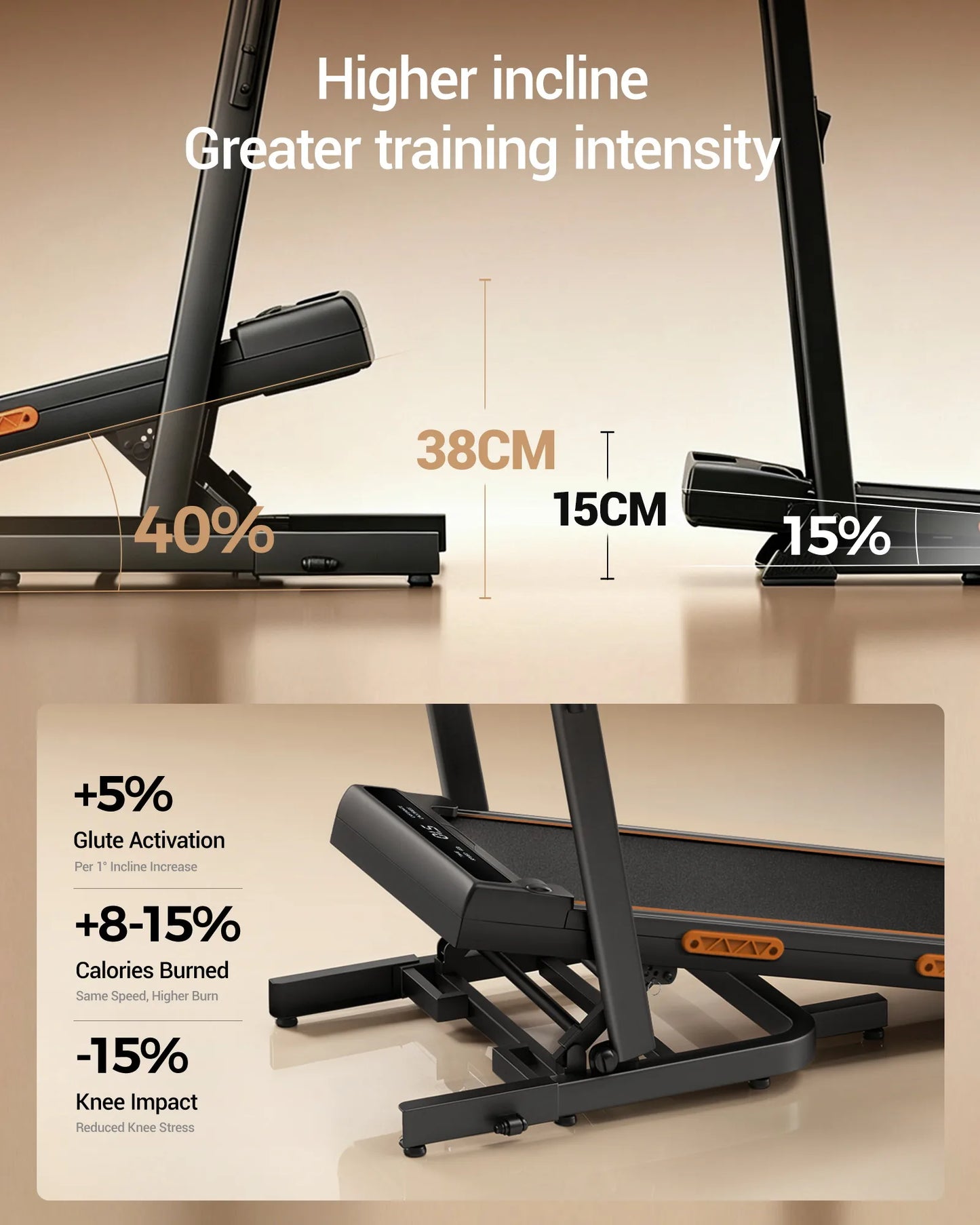 Folding Treadmill for Home 15% Incline Electric Running Machine 3.0HP Powerful Motor Adjustable Speed Walking Pad LED Display Shock Absorption Fitness Equipment