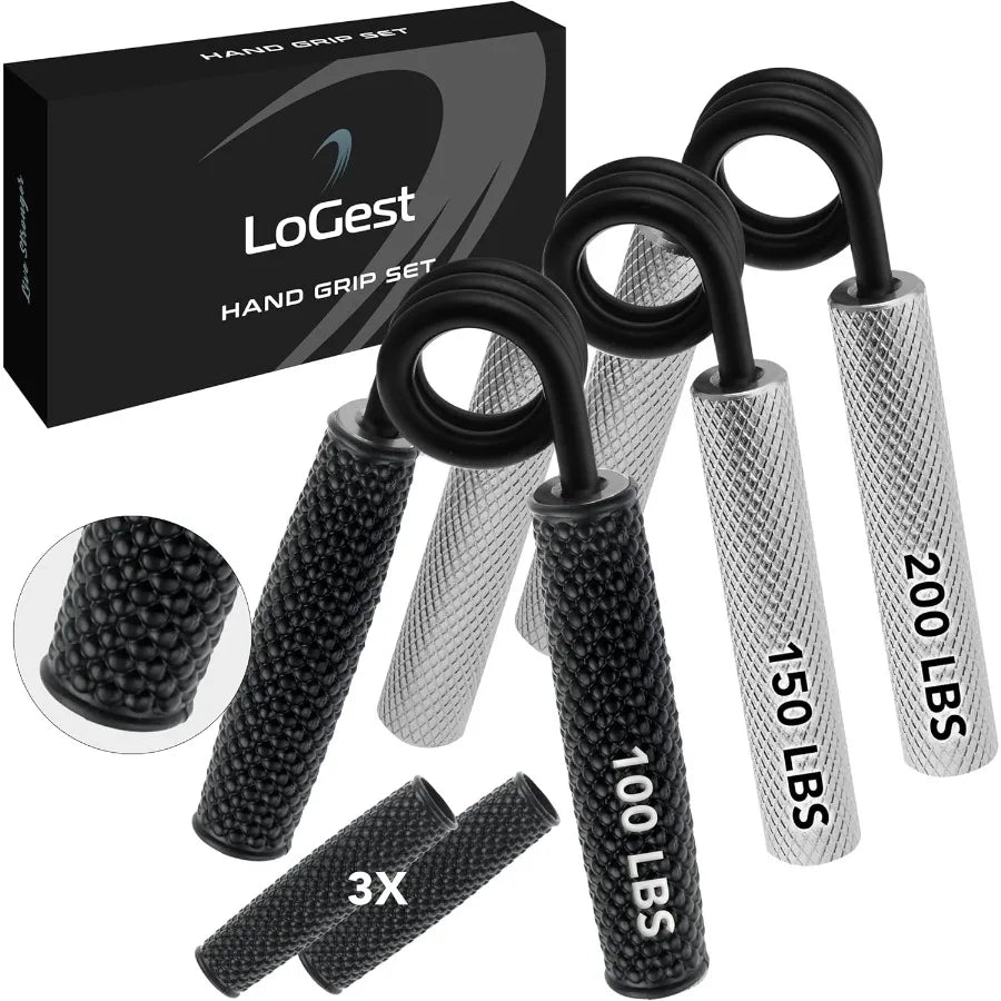 Metal Hand Grip Set 100LB-200LB 3 Pack No Slip HeavyDuty Grip Strengthener with Gift Box Great Wrist and