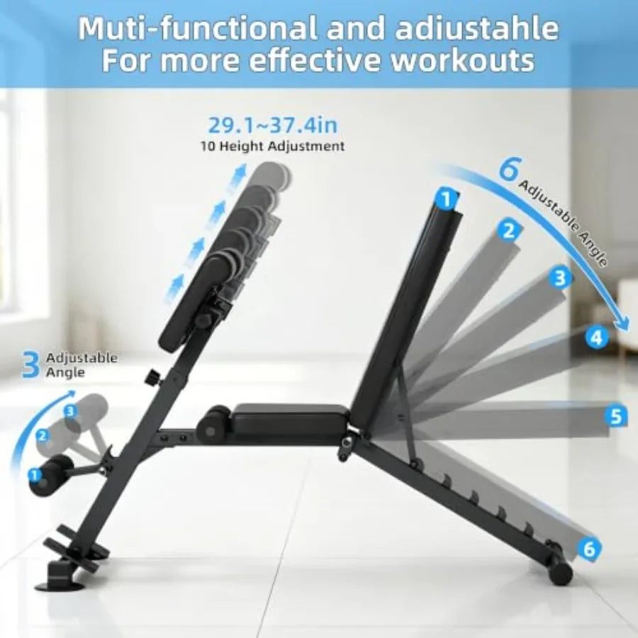 Multi-Functional Weight Bench Adjustable Roman Chair Ab Trainer for home gym use, steel frame, black, foldable and space-saving