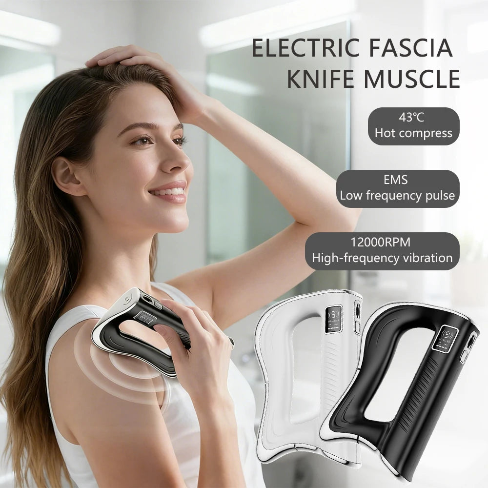 Electric Fascia Knife Massager High Frequency Vibration Muscle Scraper 9 Gears Portable Full Body Deep Tissue Muscle Relaxation Device for Gym Office Home