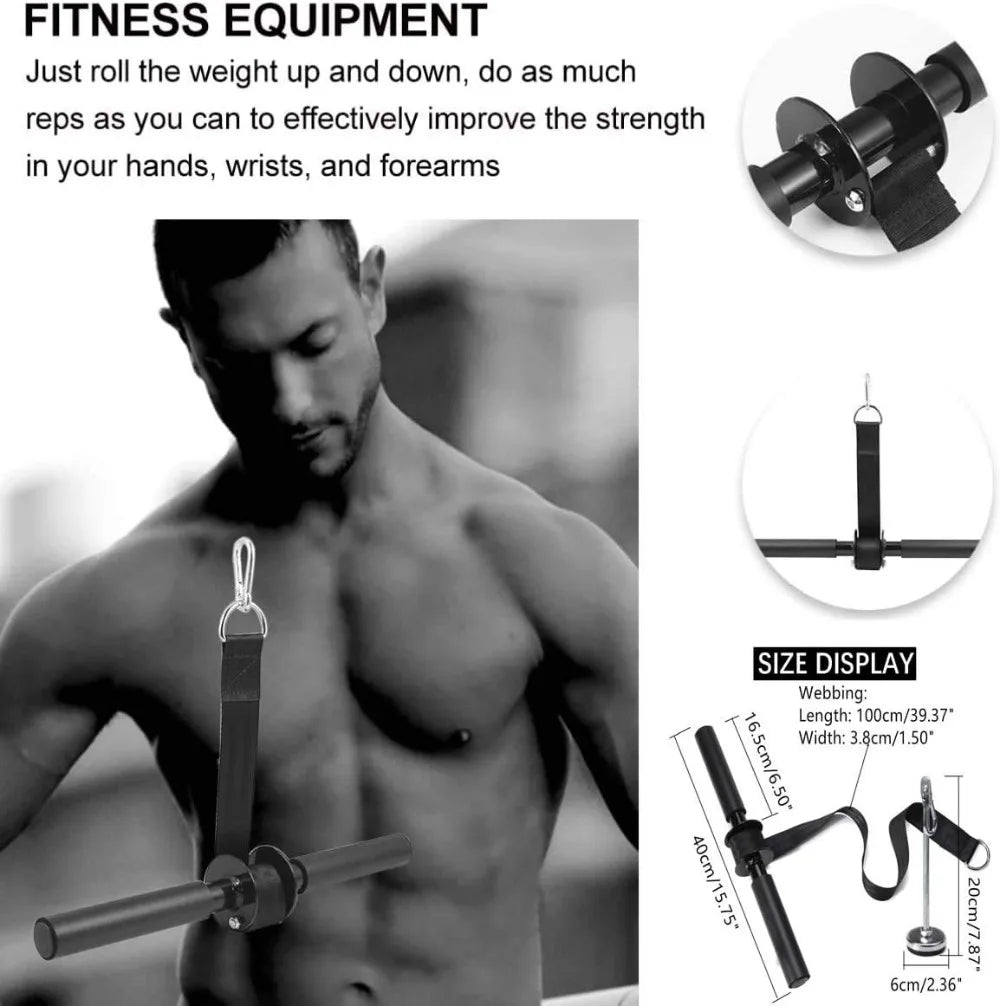 Heavy Duty Forearm Wrist Roller Blaster for Arm Strength Training, Anti-Slip Foam Handle, Nylon Straps, Home Gym Equipment