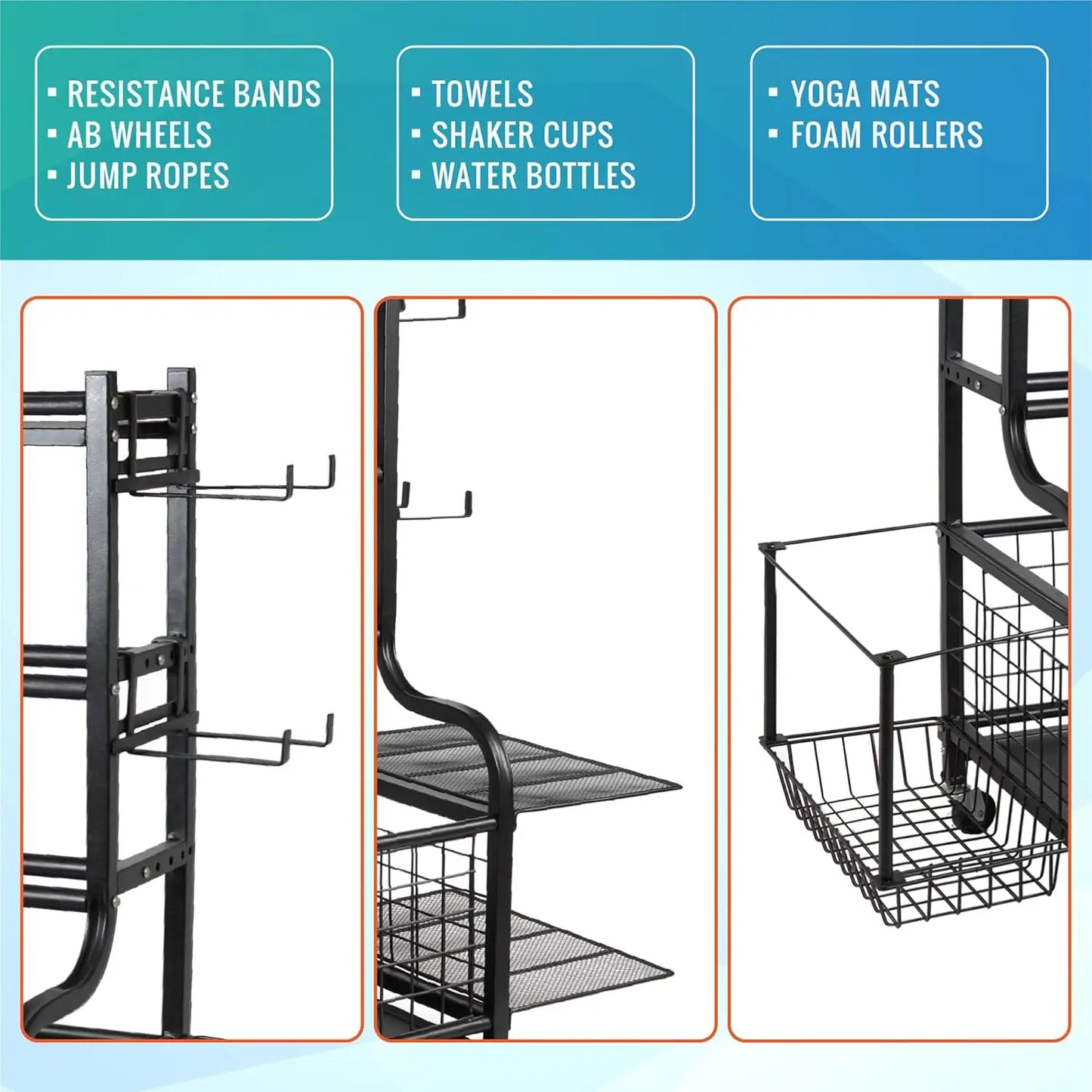 Home Gym Storage: Steel Adjustable Dumbbell Rack, Black, 700 LB Capacity, with Kettlebell Shelf, Yoga Mat Holder & Wheels
