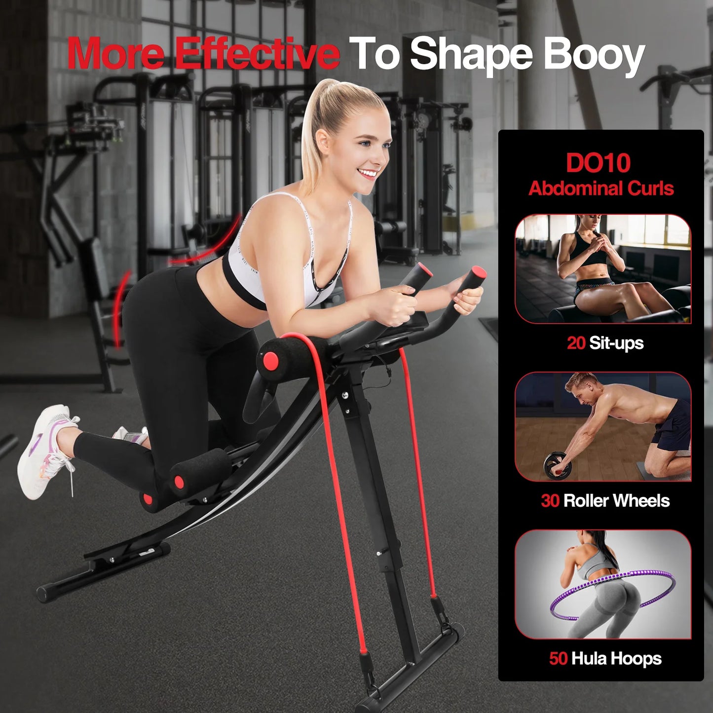 GIKPAL Foldable Ab Machine Ab Workout Equipment for Home Gym,Core & Abdominal Trainer Fitness Equipment Max 440lbs LCD Display