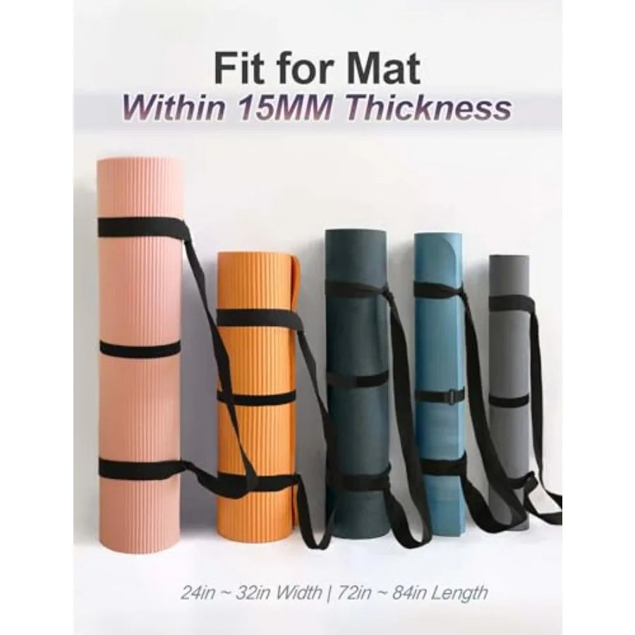 Yoga Mat Carrier Strap - Adjustable Thick and Wide Strap for Carrying Mat or Stretching, Black