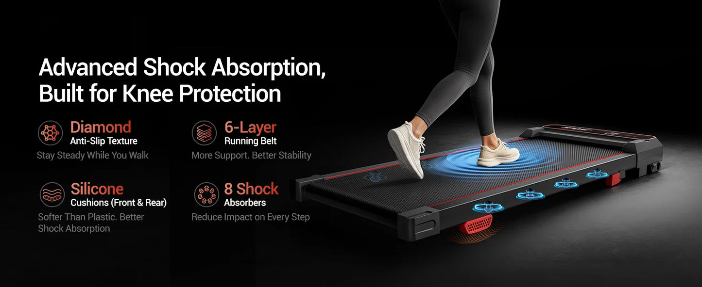 Foldable Walking Pad Treadmill, Under Desk Walking Machine for Home Office, Portable Compact Electric Treadmill with LED Display