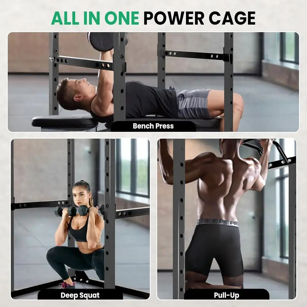 1600-Pound Power Cage with Pull-Up Bar, Adjustable Squat Rack, and Home Gym Features