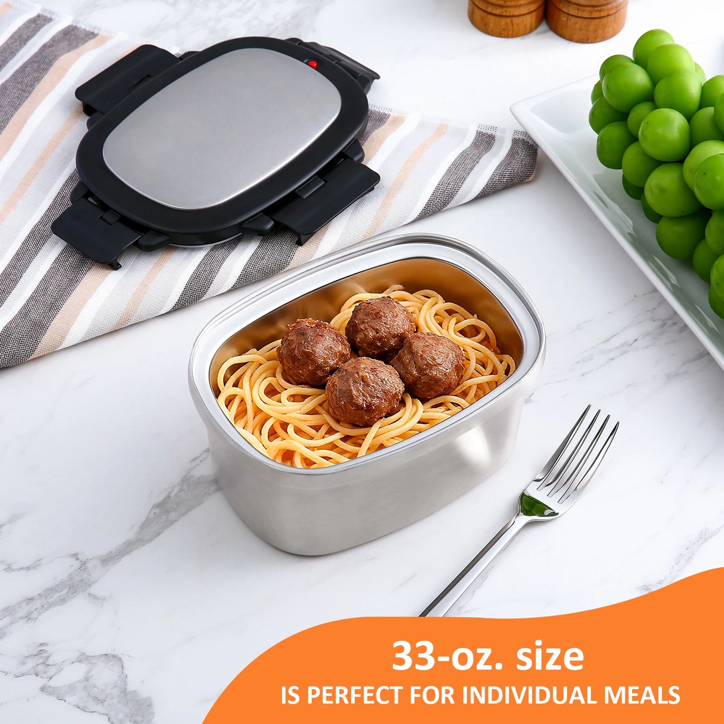 Vacuum Insulated Lunch Box with Thermal Bag 304 Stainless Steel Leakproof Divided Bento Box Keep Warm 4H Cold 8H Portable Food Container