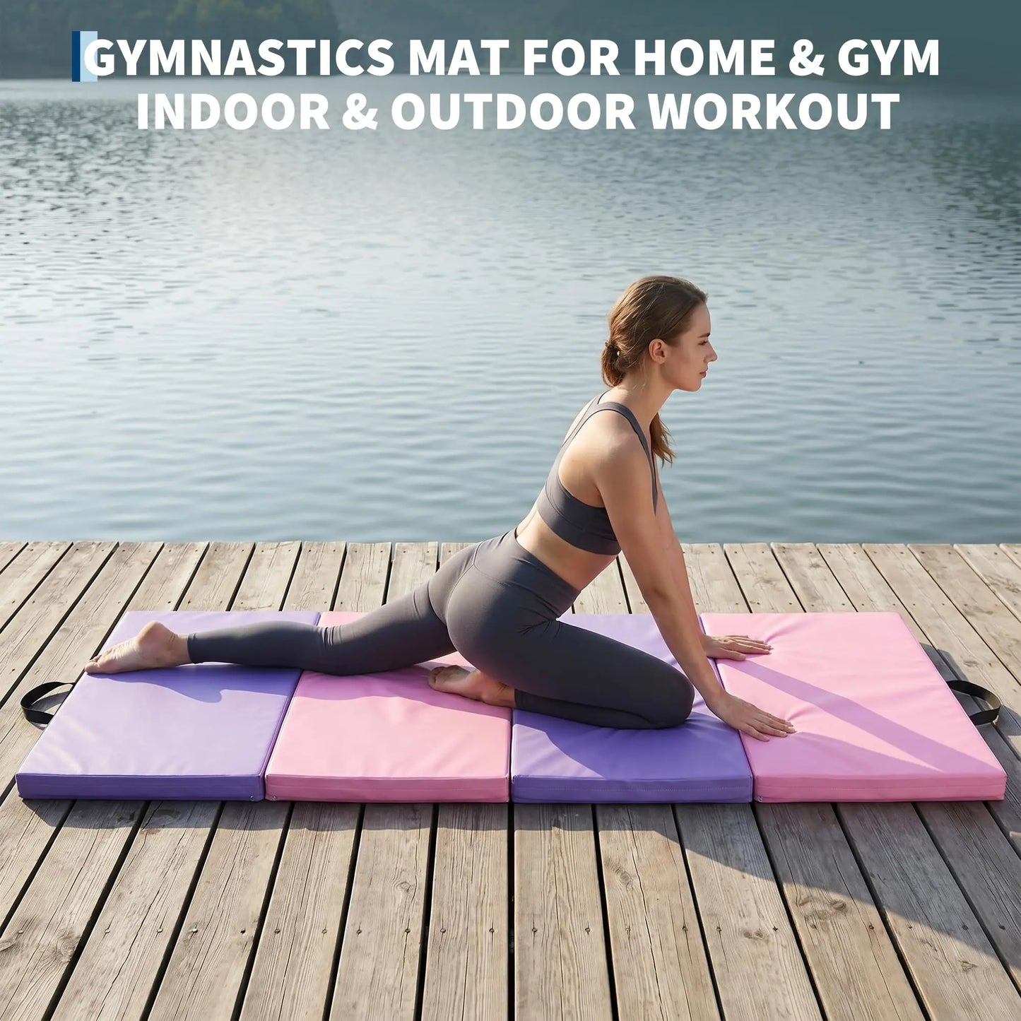 6x3 Ft Gymnastics Mat, 2'' Thick 4-Fold Exercise Floor Mat For Home Gym, Yoga, Pilates, Tumbling Training