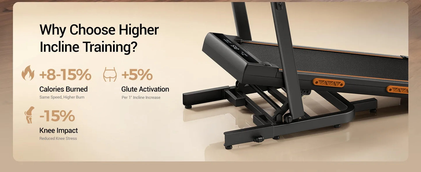 Folding Treadmill for Home 15% Incline Electric Running Machine 3.0HP Powerful Motor Adjustable Speed Walking Pad LED Display Shock Absorption Fitness Equipment
