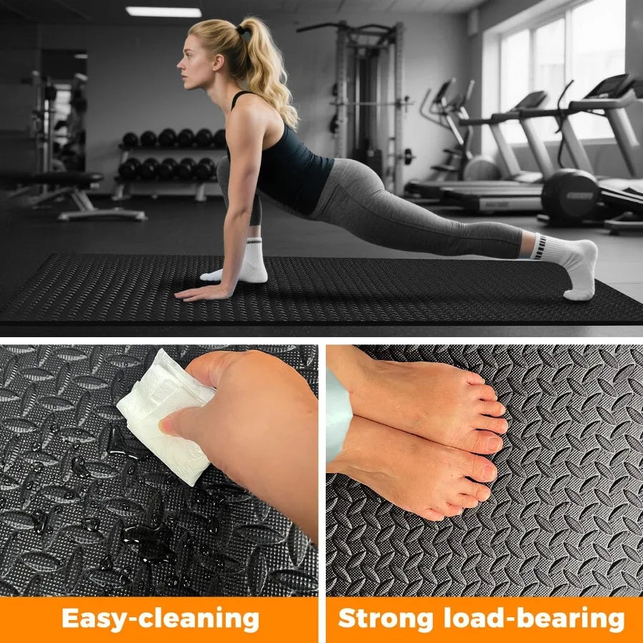 4x6ft Gym Floor Mat 10mm Thick - Large TPE/NPE Foam Workout Mat for Home Gym Garage Floor Yoga Exercise - Non-Slip Eco-Friendly