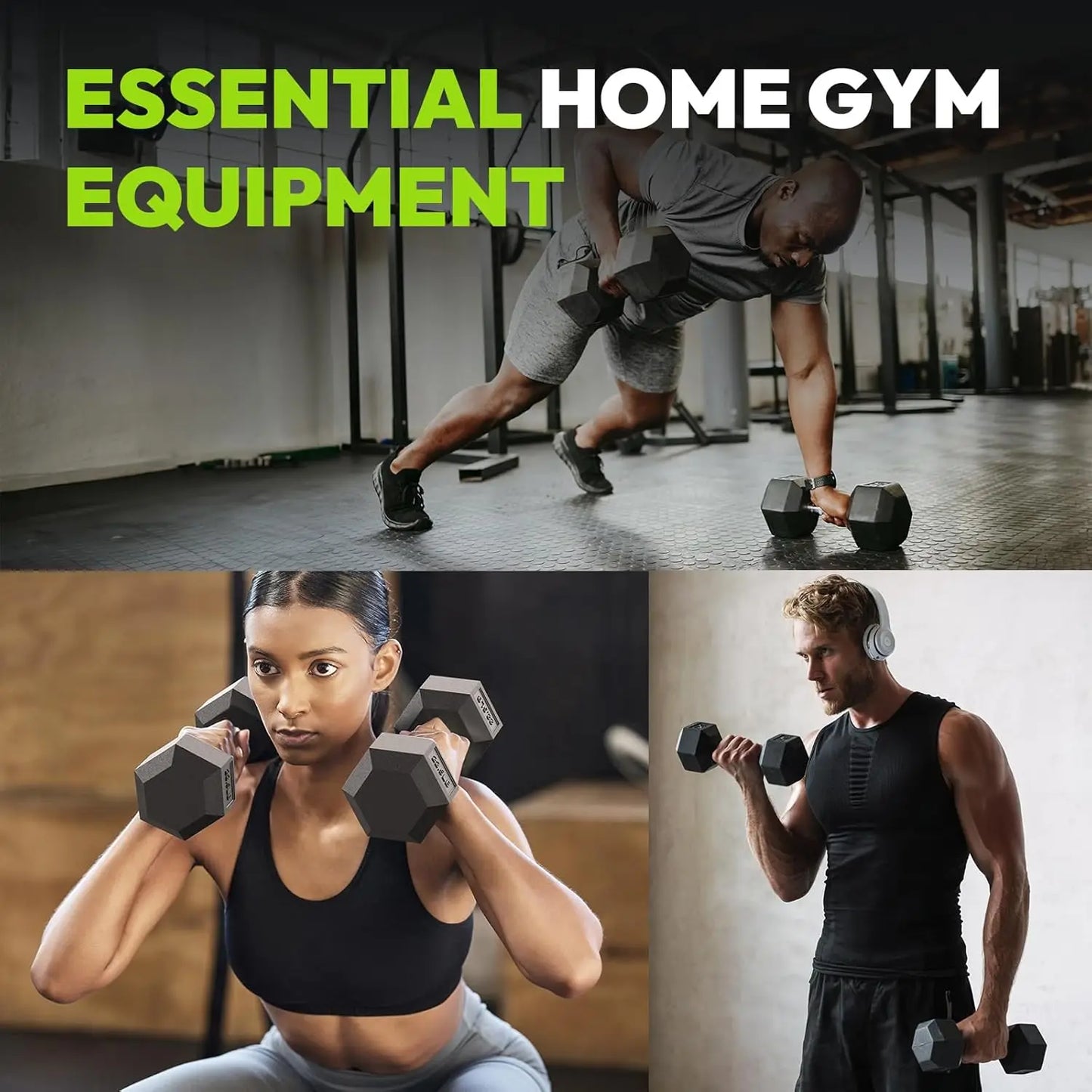 Hex Dumbbell Set 2.5-65 lb Rubber Encased Weights for Strength Training with Non-Roll Hexagonal Head