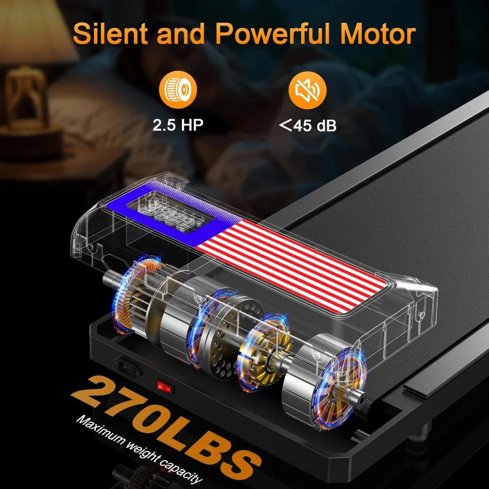 Compact Walking Treadmill Pad with 0-5% Incline, 2.5HP Quiet Motor for Home Office, App & Remote Control, LED Display