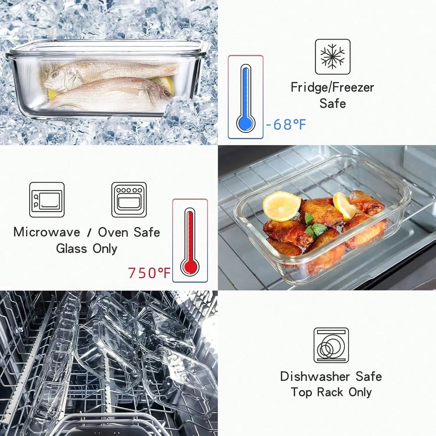 10 Pack Glass Meal Prep Containers, Food Storage Containers With Lids Airtight, Glass Lunch Boxes, Microwave, Oven, Freezer And Dishwasher