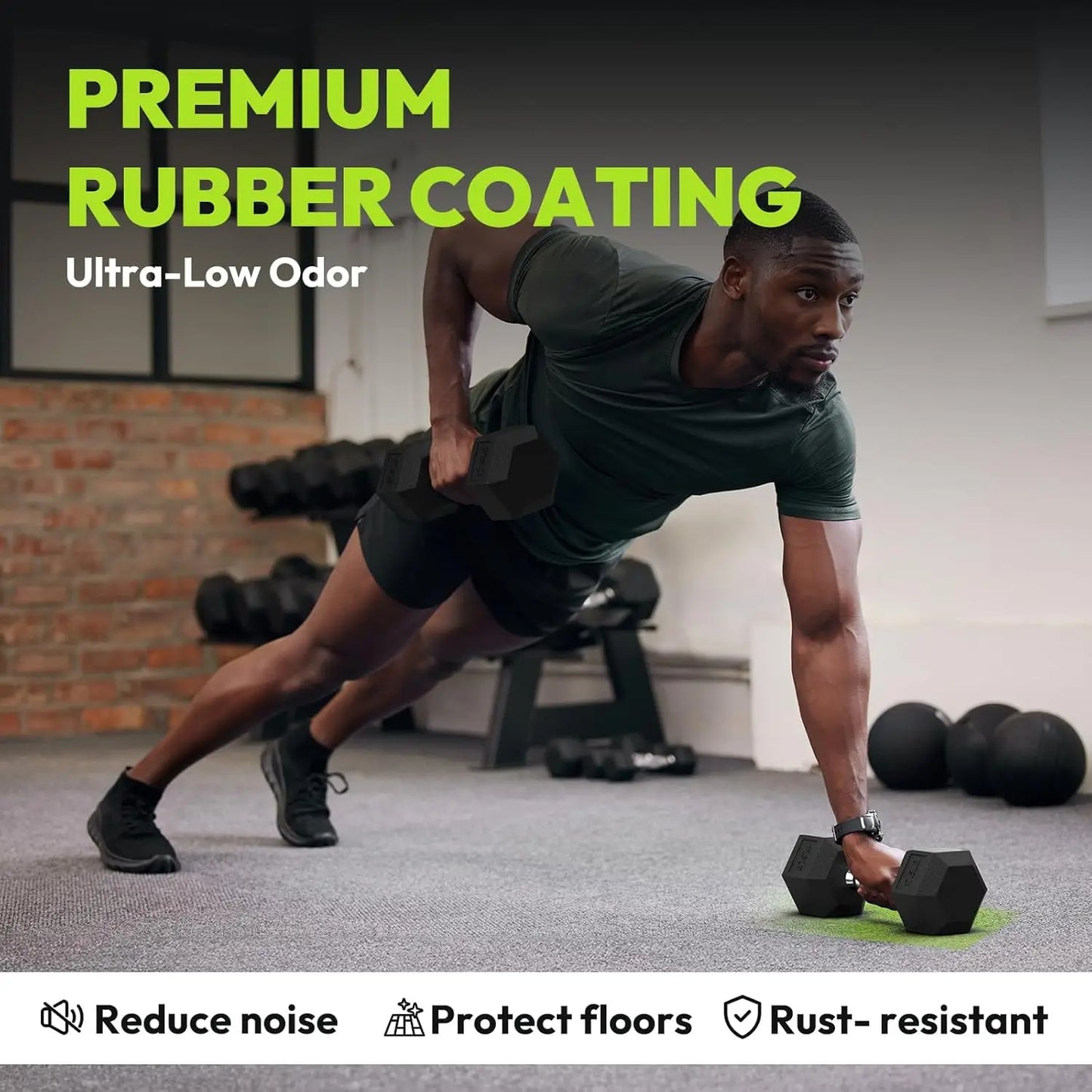 Hex Dumbbell Set 2.5-65 lb Rubber Encased Weights for Strength Training with Non-Roll Hexagonal Head
