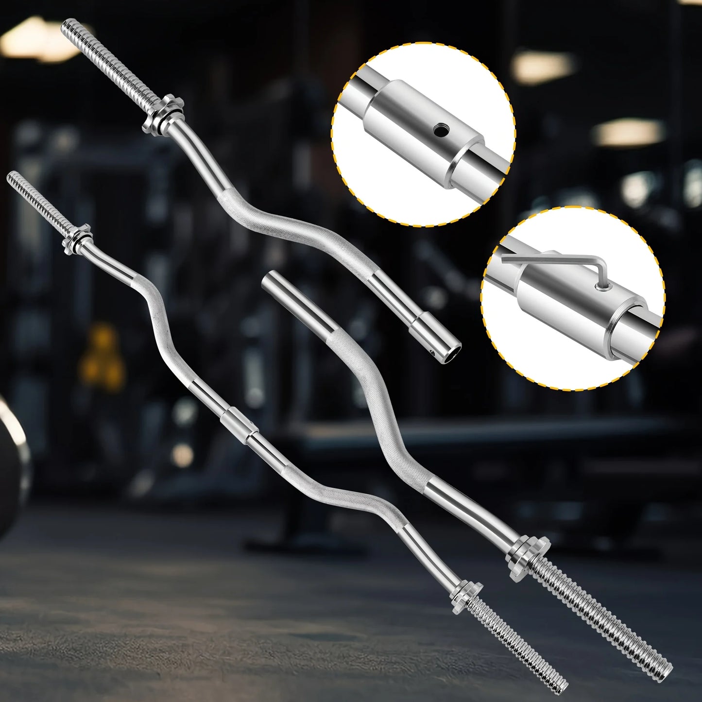 70LB 2-in-1 Barbell Set with Curl Bar & Weight Plates - Convertible Dumbbells for Full-Body Gym Workouts, Weightlifting System for &, No Additional Equipment Needed