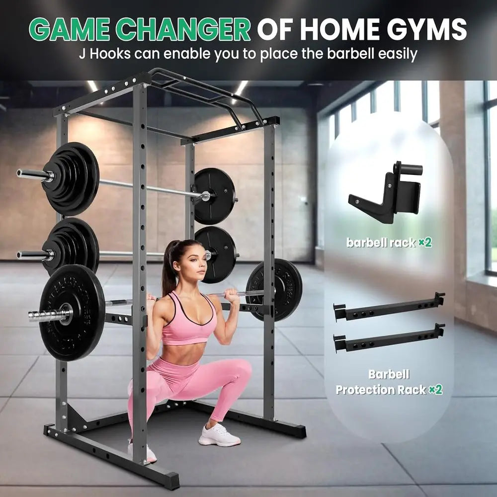 1600-Pound Power Cage with Pull-Up Bar, Adjustable Squat Rack, and Home Gym Features