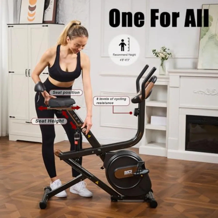 3 in 1 Folding Exercise Bike for Home Gym Magnetic Upright Stationary Bike with 8-Level Resistance 300LB Ccity Black Frame with