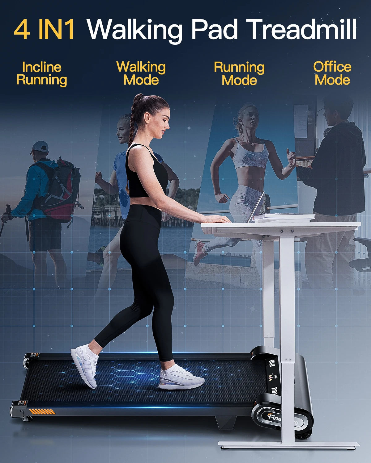 13% 6-Level Walking Pad with Auto Incline - Treadmill with Auto Incline and Remote Control, 330Lbs Capacity Portable Under Desk Treadmill for Home Office, LED Display