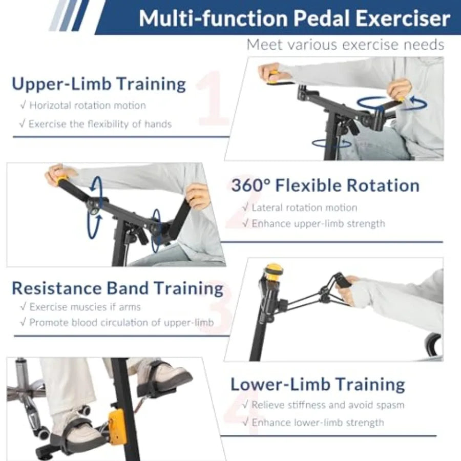 Pedal Exerciser for Elderly Hand Arm Leg and Knee Exercise Bike Adjustable Fitness Equipment for Total Body Home Pedal Exercise