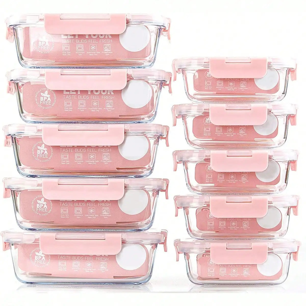 10 Pack Glass Meal Prep Containers, Food Storage Containers With Lids Airtight, Glass Lunch Boxes, Microwave, Oven, Freezer And Dishwasher