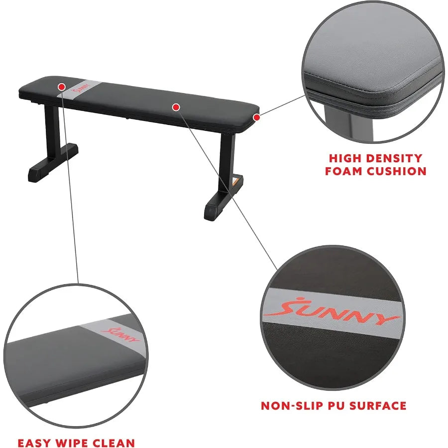 Flat Weight Bench Optional Dumbbell Rack for Strength Training, Full Body Workout, Exercise, Home Gym
