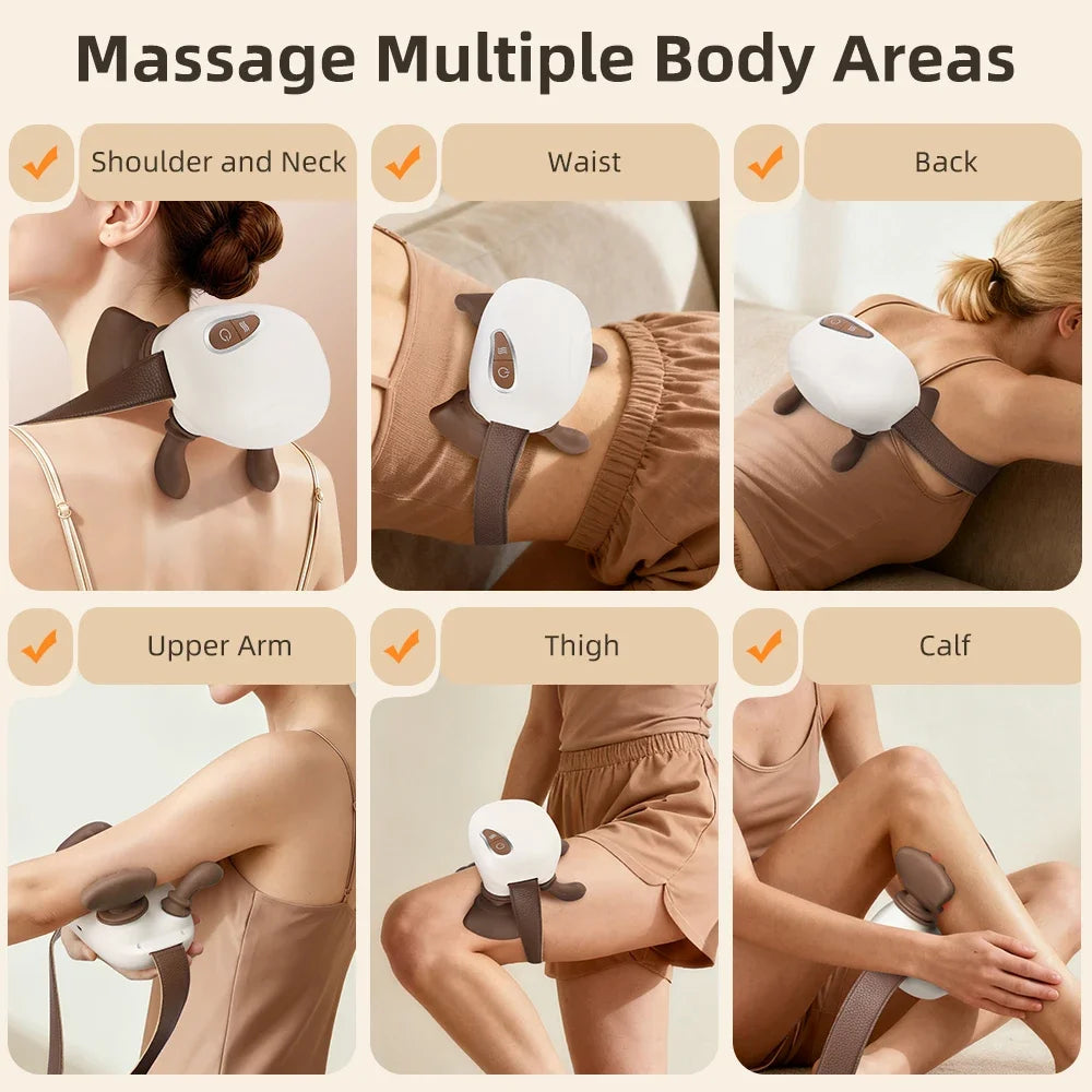 Electric Neck Shoulder Massager Deep Tissue Shiatsu Back Cervical Massage Machine 2 Level Hot Compress Bionic Heated Fatigue Relief Relax Muscle ﻿3-Level ﻿Adjustment