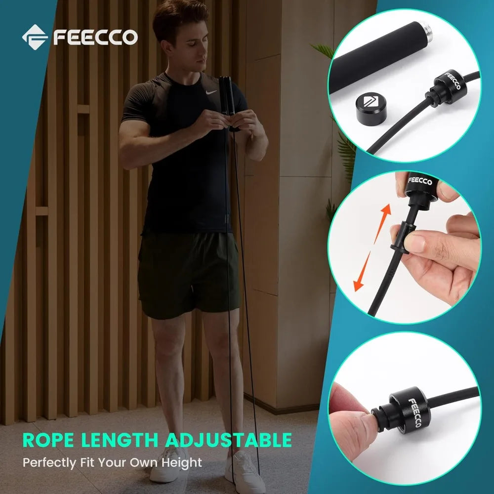 1/2 lb Weighted Jump Rope for Boxing, Cardio, Crossfit Workout, 8~11ft Adjustable Steel Ropes with Ball Bearings and Metal Handles