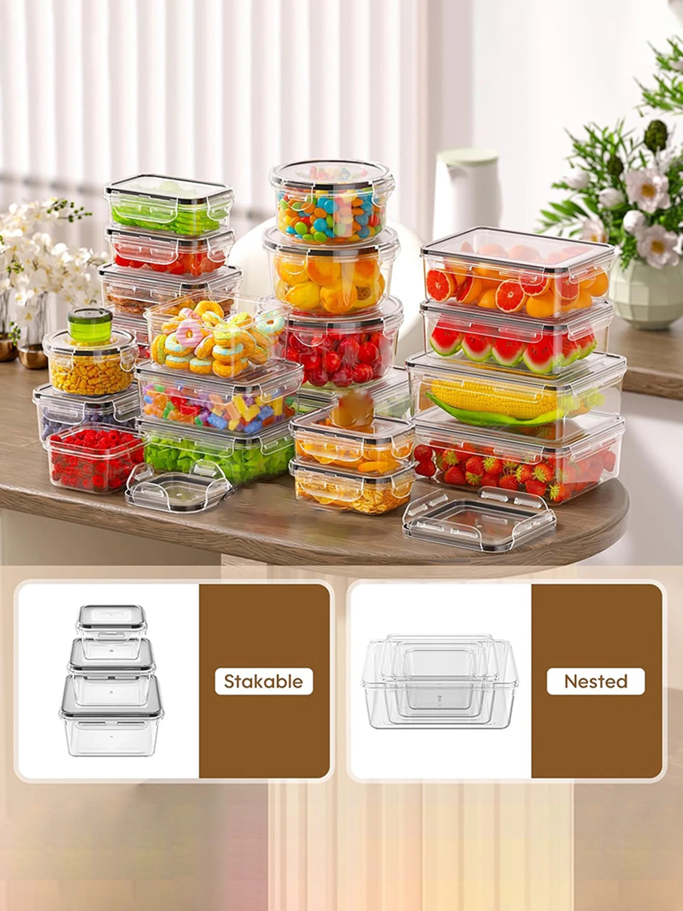 24pcs Sealed Plastic Food Storage Containers for Kitchen Storage and Organization Leak Proof Food Containers with Labels, Pens