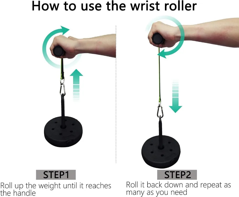 Heavy Duty Forearm Wrist Roller Blaster for Arm Strength Training, Anti-Slip Foam Handle, Nylon Straps, Home Gym Equipment