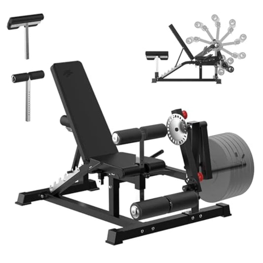 Adjustable Weight Bench with Leg Extension and Curl Machine, Total Body Bench for Home Gym, Great for Bench Press, Sit Ups, Preacher Curl, Hip Thrusts and Other Plate-Loaded Exercises