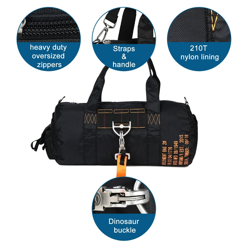16 Inch Lightweight Duffle Bag Gym Sports Travel Carry On Weekender Overnight Tactical Workout Bag with Pockets for Men Women Bl