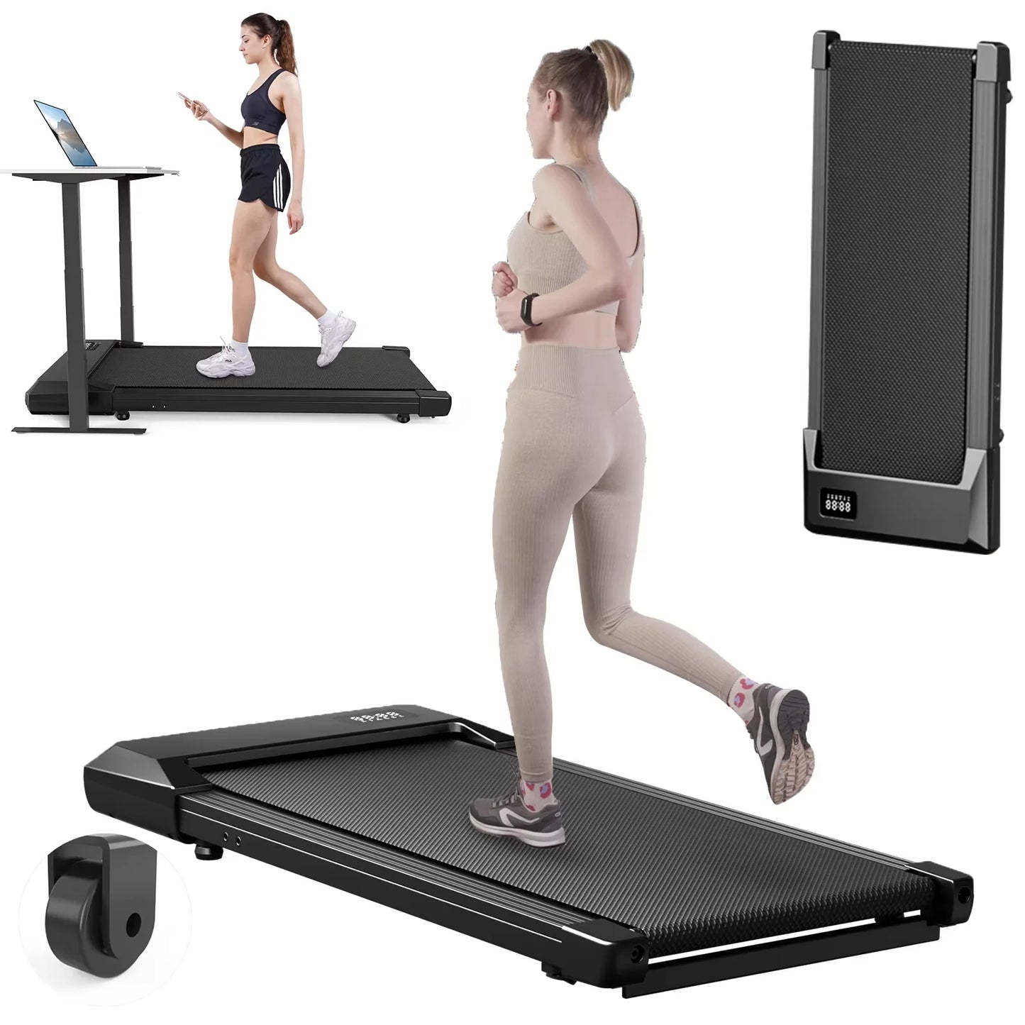 Walking Pad 2.5HP Remote Control Under Desk Treadmill 136KG Capacity Portable Walking Machine for Home Multi-Runner Races Speed