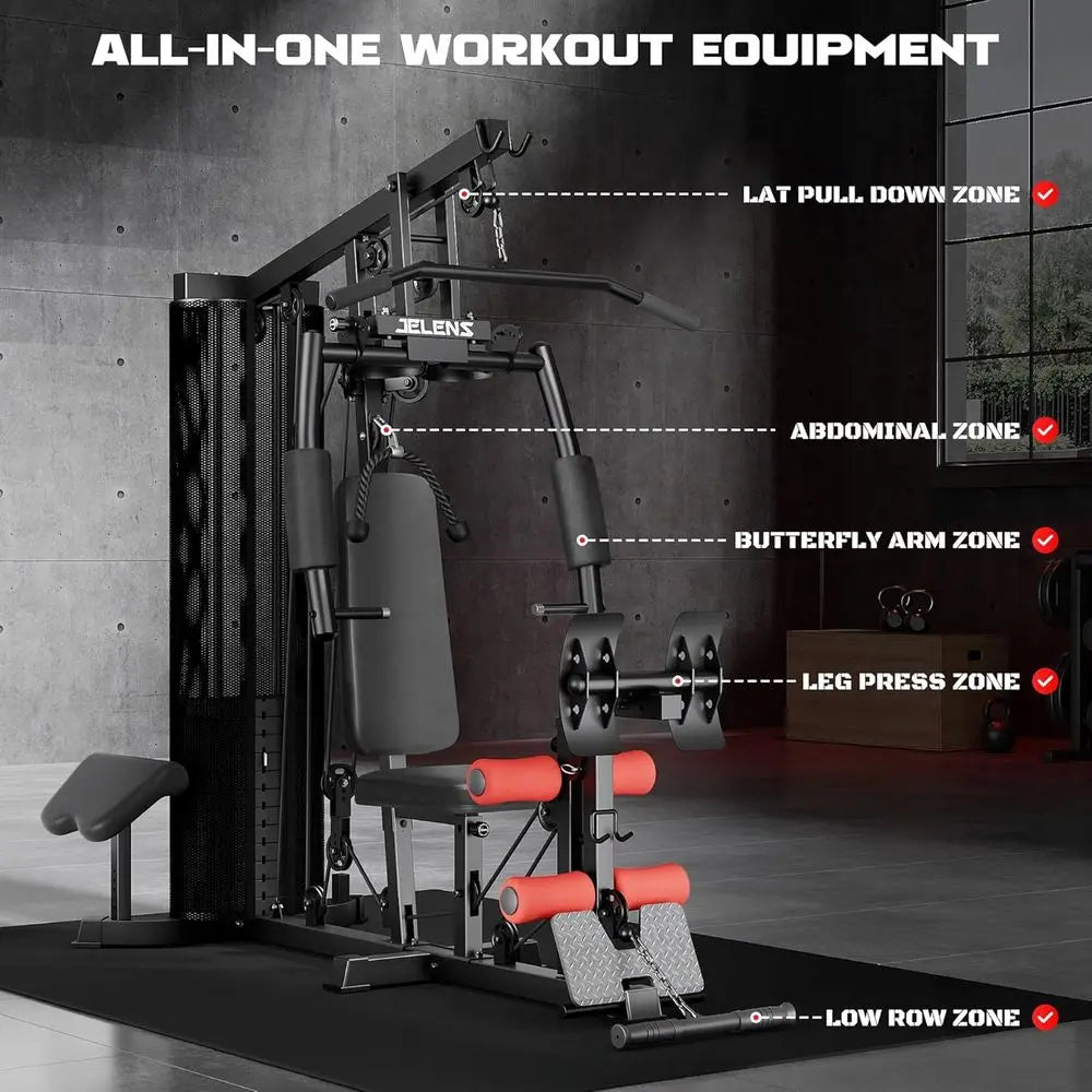 Home Gym, Multiunctional H11 Home Gym Equipment, Workout Station with 150LBS Weight Stack, Exercise Equipment with Pulley System