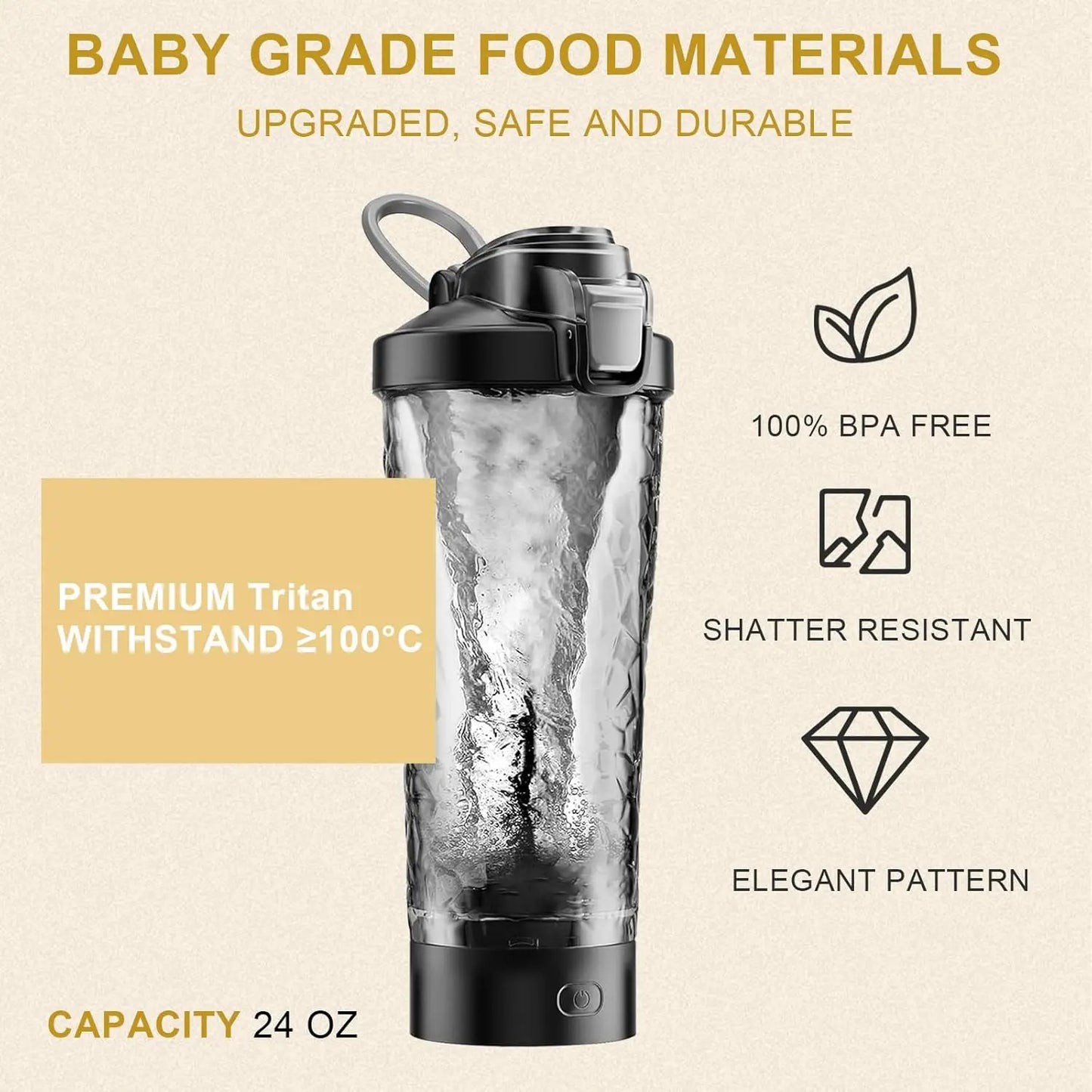 High-end Electric Mixing Cup Detachable Rechargeable Shaker Cup   BPA-free, Easy To Carry, and Suitable for Gyms and Travel.