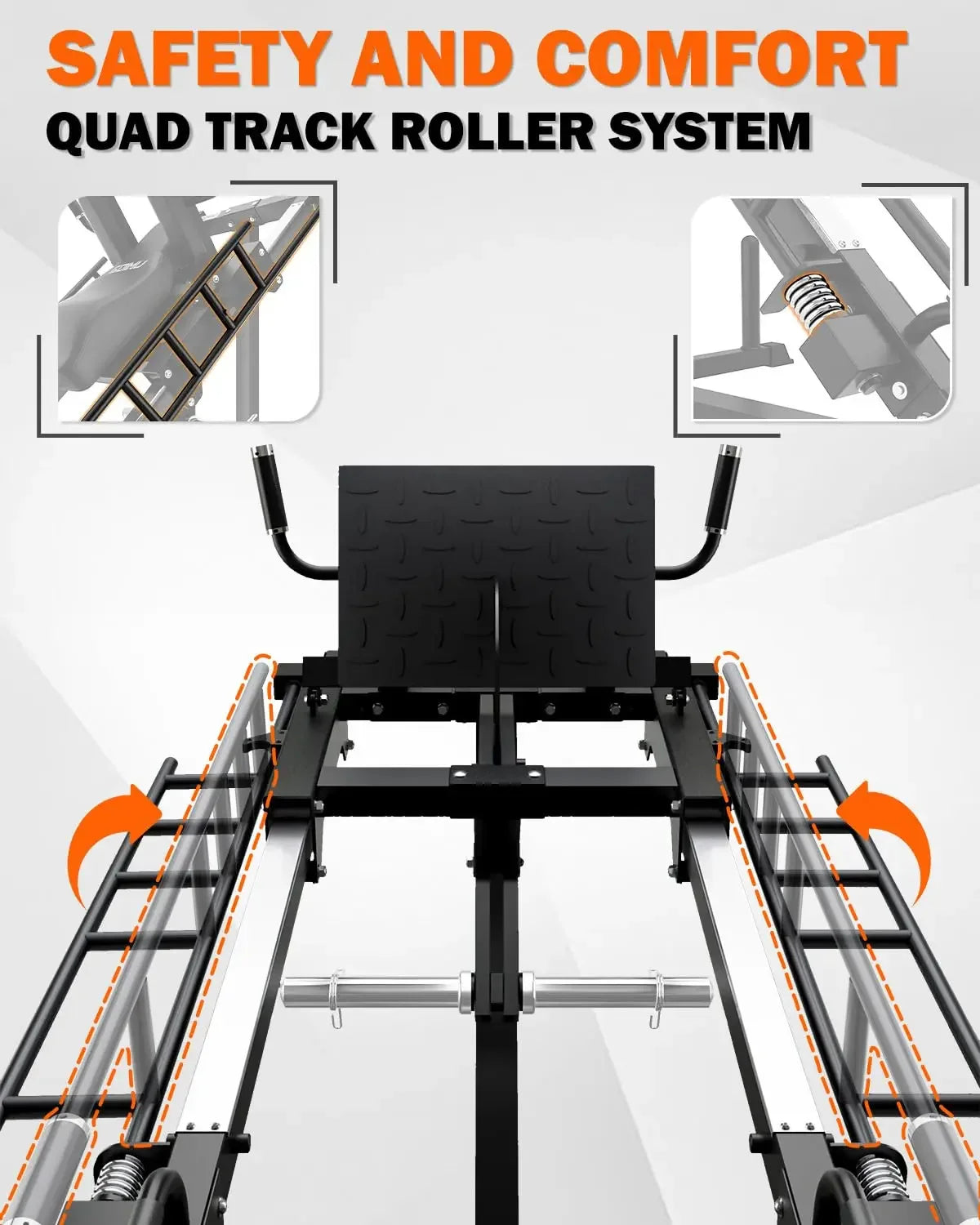 Leg Press Hack Squat Machine with Back Support Cushion, 3 in 1 Adjustable Leg Press Machine with Quad Track Roller, Customized