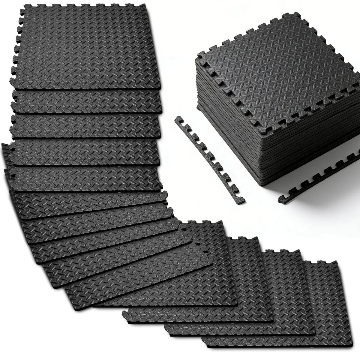 Interlocking Foam Floor Tiles for Home Gym, Mat for Home Workout Equipment, 20in X 20in-In-64sqft.