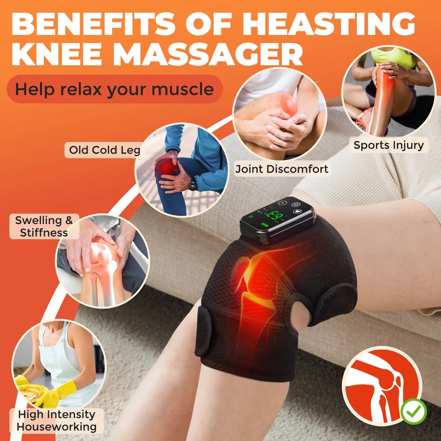 3in1 Electric Heated Vibration Knee Massage Pad Massager Shoulder Elbow Knee Hot Compress Thermal Joint Brace Muscle Relaxation