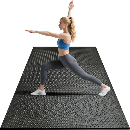 4x6ft Gym Floor Mat 10mm Thick - Large TPE/NPE Foam Workout Mat for Home Gym Garage Floor Yoga Exercise - Non-Slip Eco-Friendly