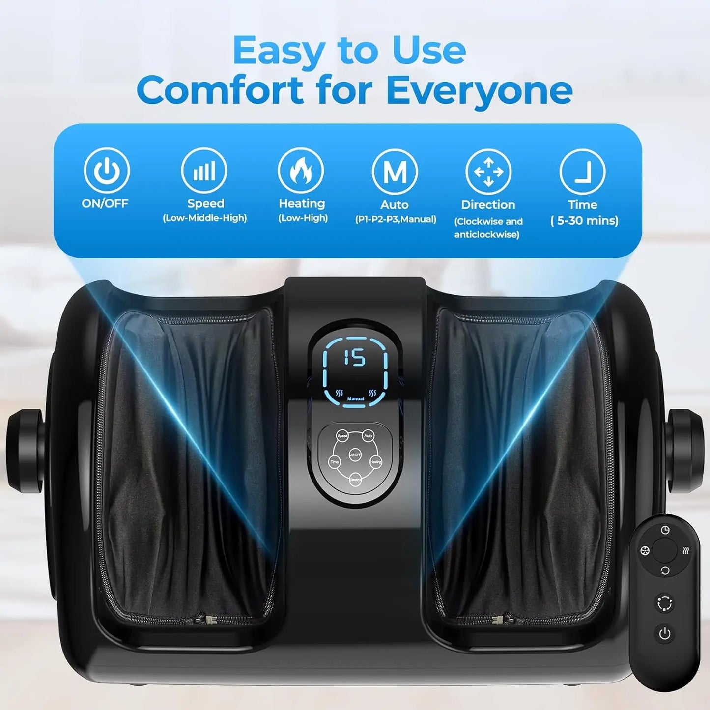 Electric Foot Calf Massager Shiatsu Massage Tools 3 Levels Deep Tissue Washable Cover Hot Compress Vibrator Machine Foot Relax
