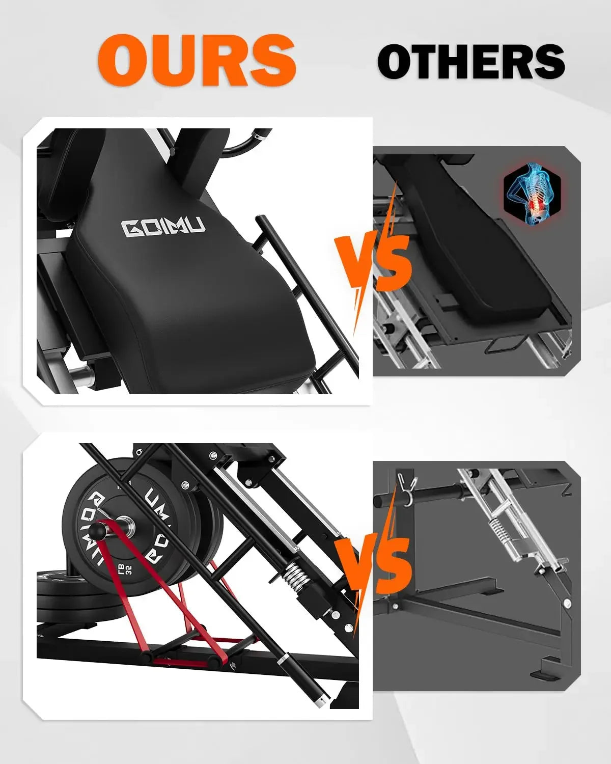 Leg Press Hack Squat Machine with Back Support Cushion, 3 in 1 Adjustable Leg Press Machine with Quad Track Roller, Customized